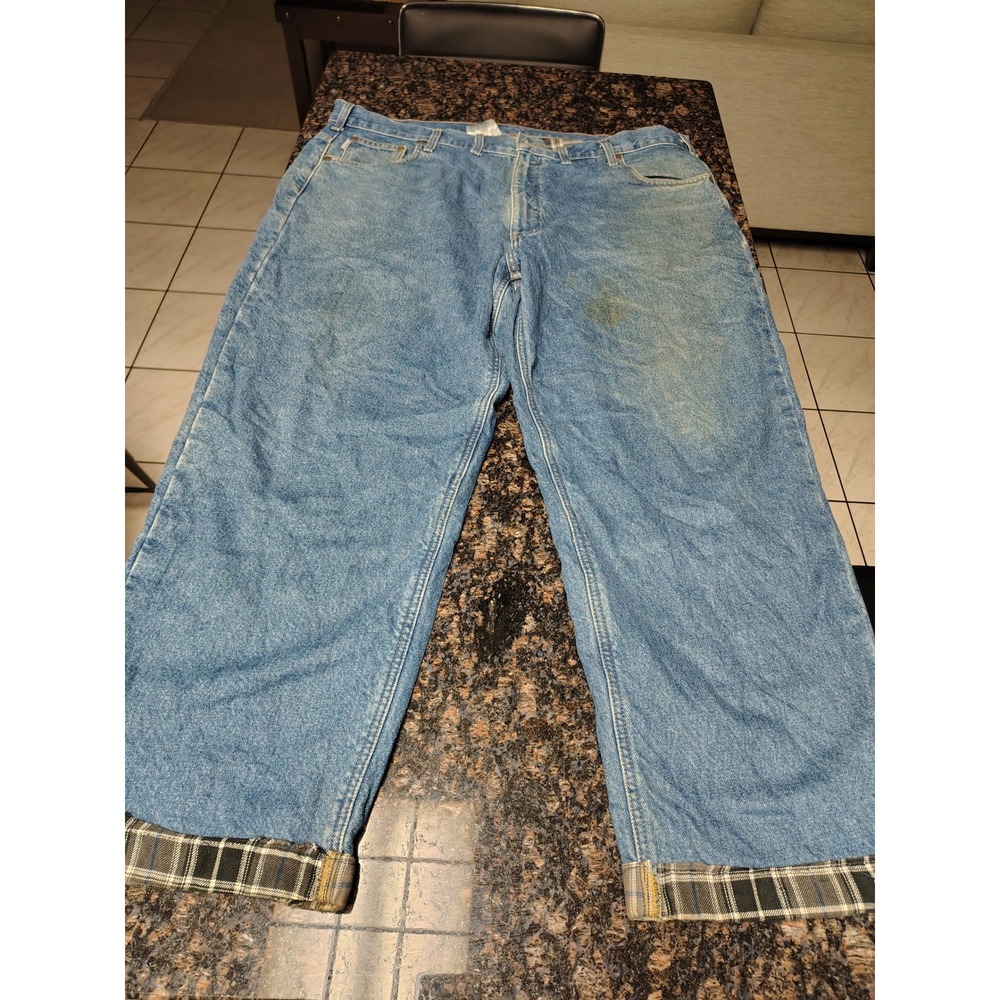 Carhartt B172 DST Flannel Lined Relaxed Fit Jeans Blue 44x32 Mens Workwear